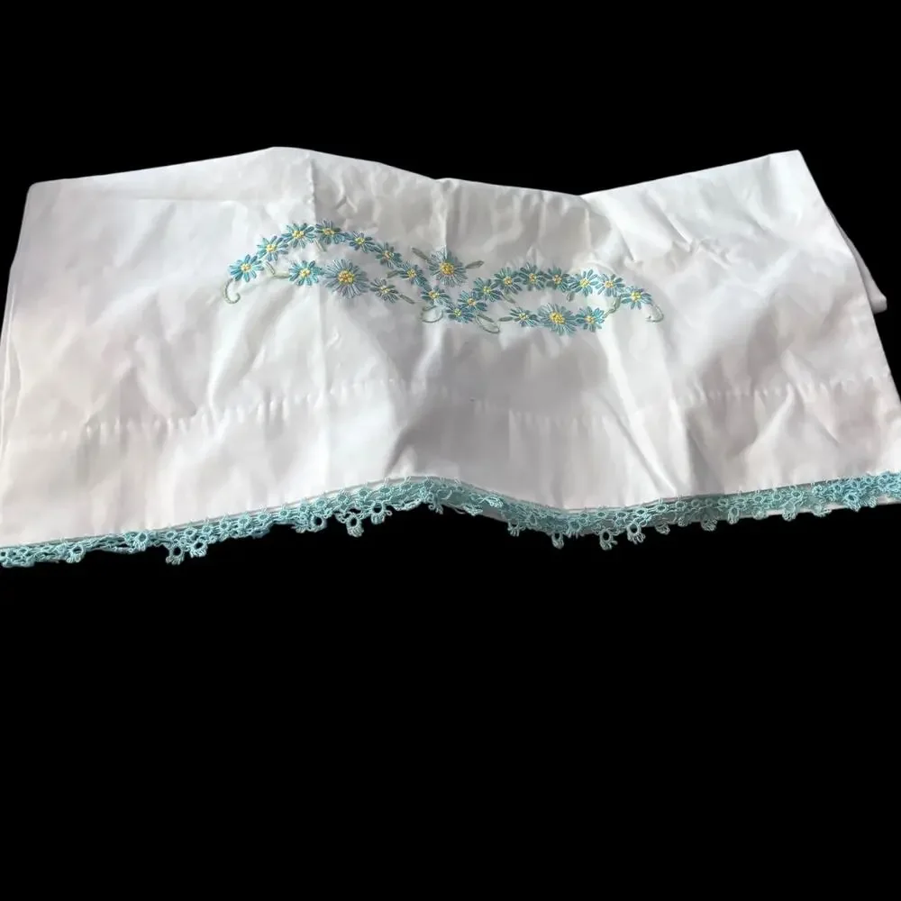 Embroidered King Size Pillowcase Floral Cottagecore Fairy Cottage Chic Shabby